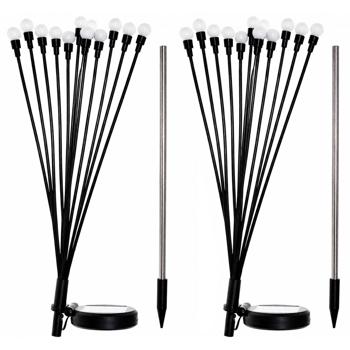 Preview: Set of 2 solar firefly garden lights: 12 movable light spheres with 2 modes, ground spike for atmospheric garden lighting, 65 cm height, weather‑resistant