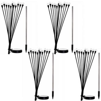 Preview: Set of 4 solar firefly garden lights: 12 flexible light orbs with 2 modes, ground spike for atmospheric garden lighting, 65 cm high, weather‑resistant