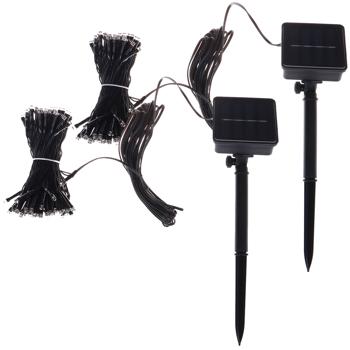Preview: Set of 2 solar fairy lights with 100 warm white LEDs each for outdoor use: 12.5 m total length each, automatic twilight sensor, ideal for garden, balcony & terrace