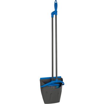 Preview: Sweeping set with long handle, standing dustpan and broom for back-friendly sweeping, ergonomic blue and grey set, dustpan approx. 95 cm