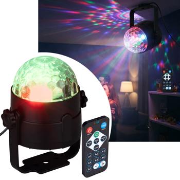 Projecteur de lumière disco avec capteur musical et télécommande, différents motifs lumineux colorés, éclairage de fête LED avec USB-A pour fête et chambre