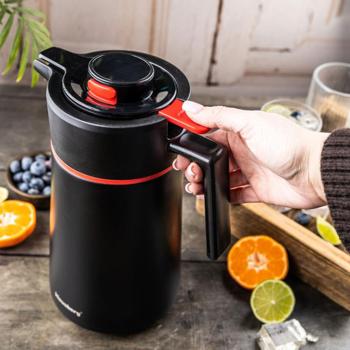 Preview: Thermos de conférence 2,5 L en inox noir-rouge – carafe isotherme sans BPA avec système automatique utilisable à une main et large ouverture pour boissons chaudes et froides