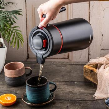 Preview: Thermos de conférence 2,5 L en inox noir-rouge – carafe isotherme sans BPA avec système automatique utilisable à une main et large ouverture pour boissons chaudes et froides