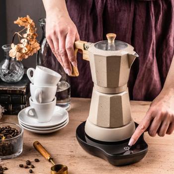 Preview: Machine à espresso électrique & cafetière moka beige : 500 W, 300 ml pour 6 tasses, élégante cafetière pour la maison
