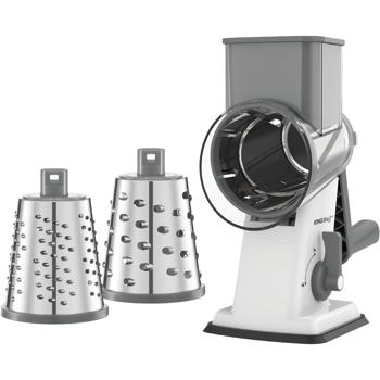 Preview: 3-in-1 rotary grater with 3 interchangeable stainless-steel drums: for fruit, vegetables, cheese, chocolate & nuts – practical slicer for raw food
