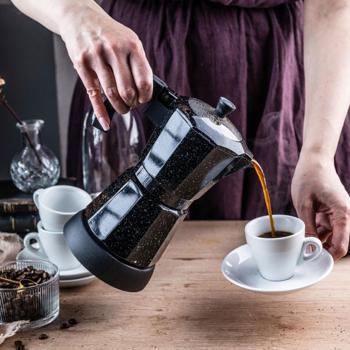 Preview: Machine à café espresso électrique & cafetière style moka noire : 500 W, 300 ml pour 6 tasses, élégante cafetière pour la maison