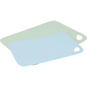Preview: Pratico set di taglieri 2 pezzi, verde & blu: robusti taglieri da cucina con foro per presa, 29x19 & 35x24.5 cm