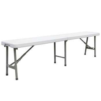 Faltbare Koffer Sitzbank 182 cm wetterfest stabile Klappbank, transportabel Metall Kunststoff platzsparend, ideal für Camping & Outdoor