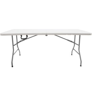Preview: Table valise pliante 180 cm résistante aux intempéries table de jardin stable, table de camping charge jusqu’à 100 kg métal plastique peu encombrante et transportable