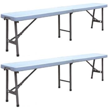 Preview: Stable camping seating set with 180 cm folding table and 2 matching suitcase benches, weatherproof, foldable