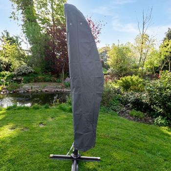 Copertura protettiva Deluxe per ombrellone a braccio antracite 200–400 cm – Telo antipioggia robusto in poliestere Oxford 420D con cerniera, occhielli e cordicella