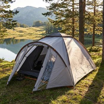 Tente de camping 3 personnes – tente outdoor imperméable avec colonne d’eau de 3 000 mm, arceaux stables en fibre de verre, tente intérieure respirante et sac de transport
