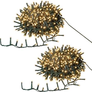 Preview: Lot de 2 guirlandes lumineuses LED cluster, 560 LED blanc chaud chacune, 11,2 m chacune – guirlande en bouquet pour intérieur & extérieur, 7 effets, minuteur – éclairage de Noël