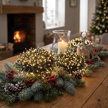 Lot de 2 guirlandes lumineuses LED cluster, 560 LED blanc chaud chacune, 11,2 m chacune – guirlande en bouquet pour intérieur & extérieur, 7 effets, minuteur – éclairage de Noël