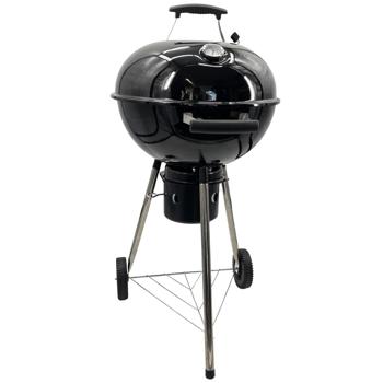 Preview: Barbecue boule Ø47 cm – Barbecue au charbon de bois mobile avec 2 roues & thermomètre, brasero émaillé, bac à cendres & régulation du tirage