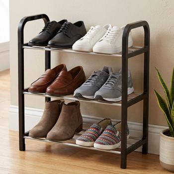 Preview: Meuble à chaussures avec 3 niveaux en grille – pour 6 paires de chaussures – étagère à chaussures 40 x 19 x 42 cm, organiseur de chaussures stable pour couloir, entrée et garde-robe