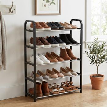 Étagère à chaussures avec 5 niveaux à grille – pour 15 paires de chaussures – tablette à chaussures 50 x 19 x 68 cm, organiseur de chaussures stable pour couloir, entrée et garde-robe