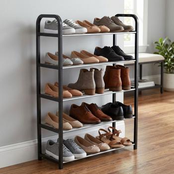 Preview: Étagère à chaussures avec 5 niveaux à grille – pour 15 paires de chaussures – tablette à chaussures 50 x 19 x 68 cm, organiseur de chaussures stable pour couloir, entrée et garde-robe