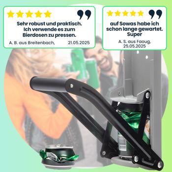 Preview: 2-in-1 robuste Dosenpresse und Flaschenöffner, Wandmontage, effizienter Dosenzerkleinerer mit rutschfestem und stabilem Griff Preview: 2-in-1 robuste Dosenpresse und Flaschenöffner, Wandmontage, effizienter Dosenzerkleinerer mit rutschfestem und stabilem Griff