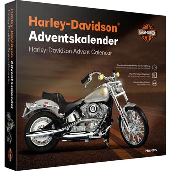 Harley-Davidson Adventskalender 2024 – FXST Softail Modellbausatz 1:18 mit V2 Soundmodul, Begleitbuch & Zubehör – Geschenk für Motorrad Fans
