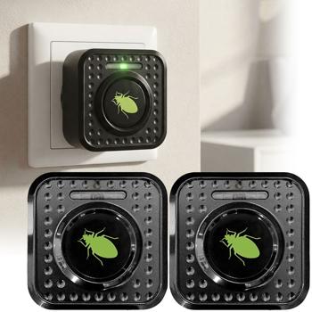 Set of 2 effective ultrasonic mite repellers: plug-in protection against bed bugs & mites – safe mite control for bed & bedroom