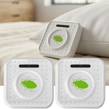 Set of 2 mobile ultrasonic mite repellers: pest protection against bed bugs & mites – for bedroom, hotel & travel, battery-operated