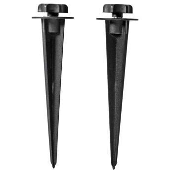 Preview: Set de 2 piquets de terre en aluminium 17,5 cm – piquet de sol pour projecteurs LED et spots de jardin : vis à main pratique pour un montage sans outils, noir