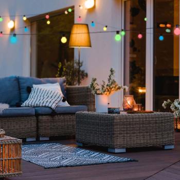 Preview: Catena luminosa party RGB Wi‑Fi 10,8 m con 48 sfere LED Ø 30 mm – controllo tramite app e voce, modalità musica, timer, per esterno IP65