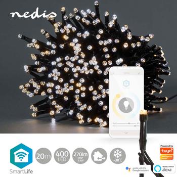 Preview: Catena luminosa LED WLAN con 400 LED da bianco caldo a bianco freddo – controllo via app, controllo vocale, dimmerabile, timer – per esterno IP65, cavo di alimentazione 5 m