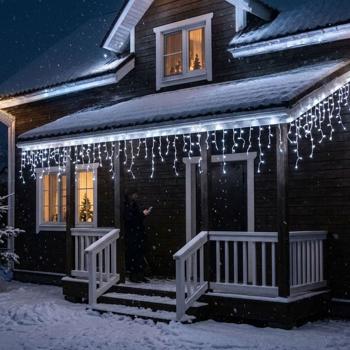 Catena luminosa a ghiacciolo WLAN 8 m con 400 LED da bianco caldo a bianco freddo – controllo via app e voce, dimmerabile, 80 fili, IP65, cavo trasparente
