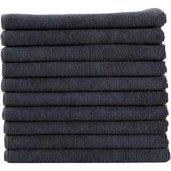 Preview: 10er-Set Mikrofaser-Putztücher Anthrazit 40x40cm - 300 g/m² - Extrem saugstark, fusselfrei & streifenfrei - Hochwertige Reinigungstücher bis 90°C waschbar