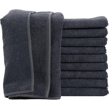 Preview: 10er-Set Mikrofaser-Putztücher Anthrazit 40x40cm - 300 g/m² - Extrem saugstark, fusselfrei & streifenfrei - Hochwertige Reinigungstücher bis 90°C waschbar