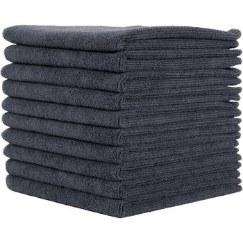 Preview: 10er-Set Mikrofaser-Putztücher Anthrazit 40x40cm - 300 g/m² - Extrem saugstark, fusselfrei & streifenfrei - Hochwertige Reinigungstücher bis 90°C waschbar