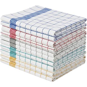 10er-Set Geschirrtücher 50x70 cm – 100% Baumwolle, saugstark & kariert – Hochwertige, bunte Küchenhandtücher, bei 60°C waschbar & für den Trockner geeignet