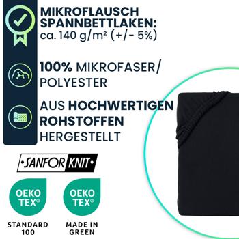Preview: Weiches Mikroflausch Spannbettlaken 90-100x200 cm, Sanfor Knit: Flauschig weich für Matratze - warm, atmungsaktiv & pflegeleicht 