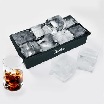 Preview: set di 2 stampi per cubetti di ghiaccio in silicone XXL, 8 cavità, 5 x 5 cm, per 1 litro Preview: set di 2 stampi per cubetti di ghiaccio in silicone XXL, 8 cavità, 5 x 5 cm, per 1 litro