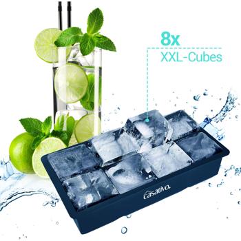 Preview: Moule à glaçons XXL (8 compartiments, 5 x 5 cm) – glaçons géants, capacité de 1 litre – bac à glaçons sans BPA, longue durée de vie, réutilisable