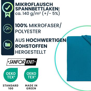 Preview: Weiches Mikroflausch Spannbettlaken 140-160x200 cm, Sanfor Knit: Flauschig weich für Matratze - warm, atmungsaktiv & pflegeleicht 