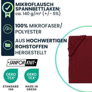 Preview: Weiches Mikroflausch Spannbettlaken 180-200x200 cm, Sanfor Knit: Flauschig weich für Matratze - warm, atmungsaktiv & pflegeleicht 