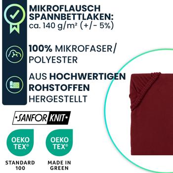 Preview: Spannbettlaken für Wasserbett & Boxspringbett 180-200x200-220 cm, Sanfor Knit & OEKO TEX: 100% Mikrofaser - weich, atmungsaktiv & pflegeleicht 