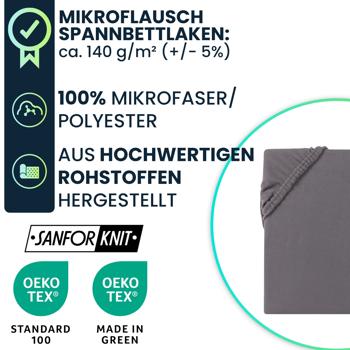 Preview: Spannbettlaken für Wasserbett & Boxspringbett 180-200x200-220 cm, Sanfor Knit & OEKO TEX: 100% Mikrofaser - weich, atmungsaktiv & pflegeleicht 
