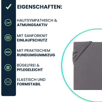 Preview: Spannbettlaken für Wasserbett & Boxspringbett 180-200x200-220 cm, Sanfor Knit & OEKO TEX: 100% Mikrofaser - weich, atmungsaktiv & pflegeleicht 