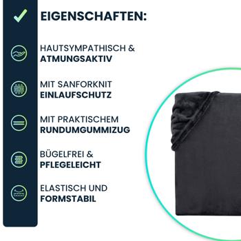 Preview: Kuscheliges Spannbettlaken 140-160x200 cm, OEKO-TEX: Cashmere Touch Qualität für Matratzen - weich, hautsympathisch & atmungsaktiv