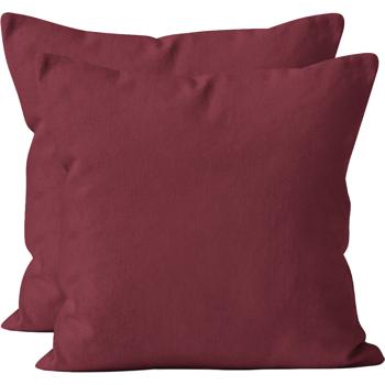 Set di 2 federe per cuscino 40x40 bordeaux – federe in cotone di alta qualità per cuscini decorativi, da letto e da divano – durevoli, facili da curare e con cerniera