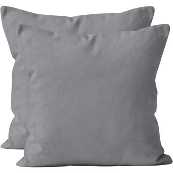 Set di 2 federe per cuscino 40x40 grigio – federe in cotone di alta qualità per cuscini decorativi, da letto e da divano – durevoli, facili da curare e con cerniera