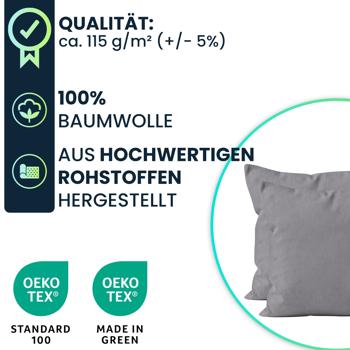 Preview: Kissenbezug 2er-Set 40x40 Grau - Hochwertige Baumwolle Kissenhüllen für Deko, Bett & Sofakissen - Langlebig, Pflegeleicht & mit Reissverschluss