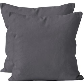 Federe per cuscino set da 2 40x40 antracite – federe in cotone di alta qualità per cuscini decorativi, da letto e da divano – durevoli, facili da curare e con cerniera