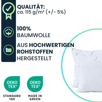 Preview: Kissenbezug 2er-Set 80x80 Weiss - Hochwertige Baumwolle Kissenhüllen für Deko, Bett & Sofakissen - Langlebig, Pflegeleicht & mit Reissverschluss