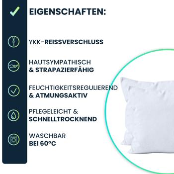 Preview: Kissenbezug 2er-Set 40x40 Weiss - Hochwertige Mikrofaser Kissenhüllen für Deko, Bett & Sofakissen - Hautsympathisch, pflegeleicht & mit Reissverschluss