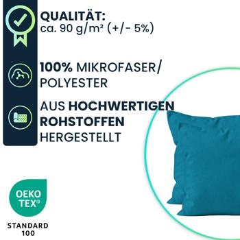 Preview: Kissenbezug 2er-Set 40x40 Petrol - Hochwertige Mikrofaser Kissenhüllen für Deko, Bett & Sofakissen - Hautsympathisch, pflegeleicht & mit Reissverschluss
